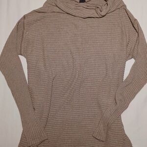 We the free womens sweater. Cozy Tan Ribbed Sweater with frayed cuffs and bottom